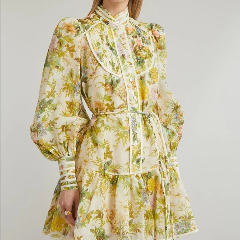 ALEMAIS Eden Floral-Print Linen-Blend Mini-Dress